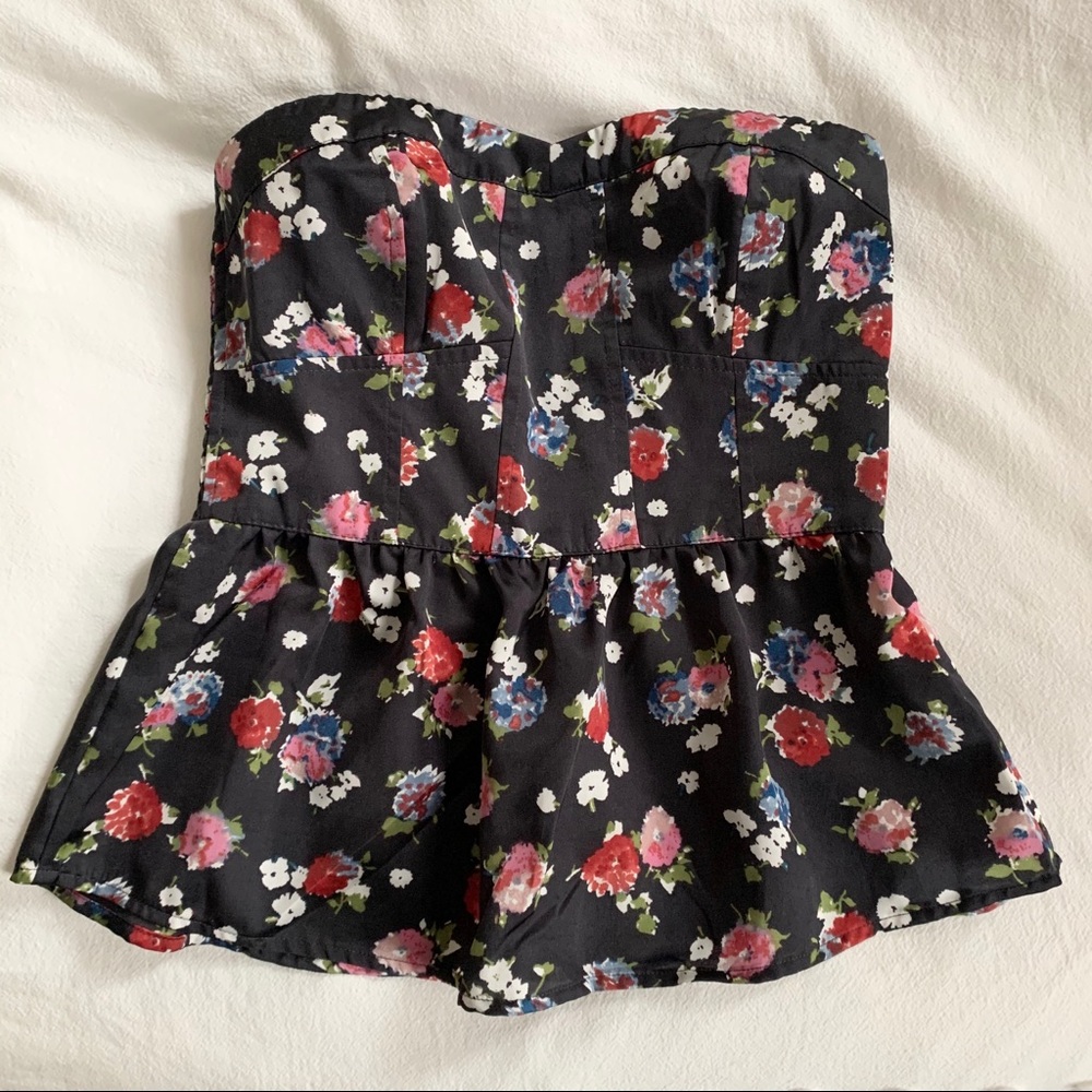 AE Floral Peplum Strapless Tank